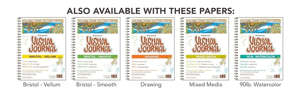 Strathmore 460-55 400 Series Visual Watercolor Journal, 140 LB Cold Press, 5.5"x8", 22 Sheets , White 5.5x8.5 Watercolor 140LB - Strathmore Visual Journals Watercolor 140 lb.