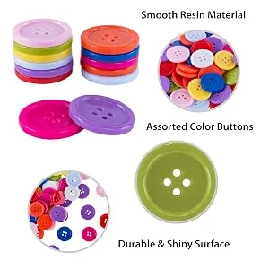 100 Pack 1 Inch Buttons Flatback Sewing Colored for Arts & Crafts, Fashion Clothing, DIY Projects (Assorted) - Resin Buttons, Sewing Flatback Button, Assorted Mixed Color Resin Buttons, rainy day activities