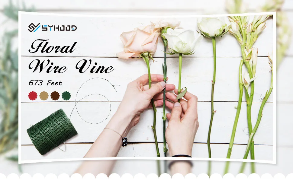 Floral Wire Vine Wire Bind Wire Rustic Wire Wrapping Wire for Flower Bouquets (Brown, 673 Feet) - Floral wire vine