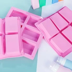 TDHDIKE 3 Pack Silicone Soap Molds(Blue & Pink & Green), 6 Cavities Silicone Baking Mold DIY Handmade Soap Making, Muffin, Loaf, Brownie, Cornbread and More - soap molds