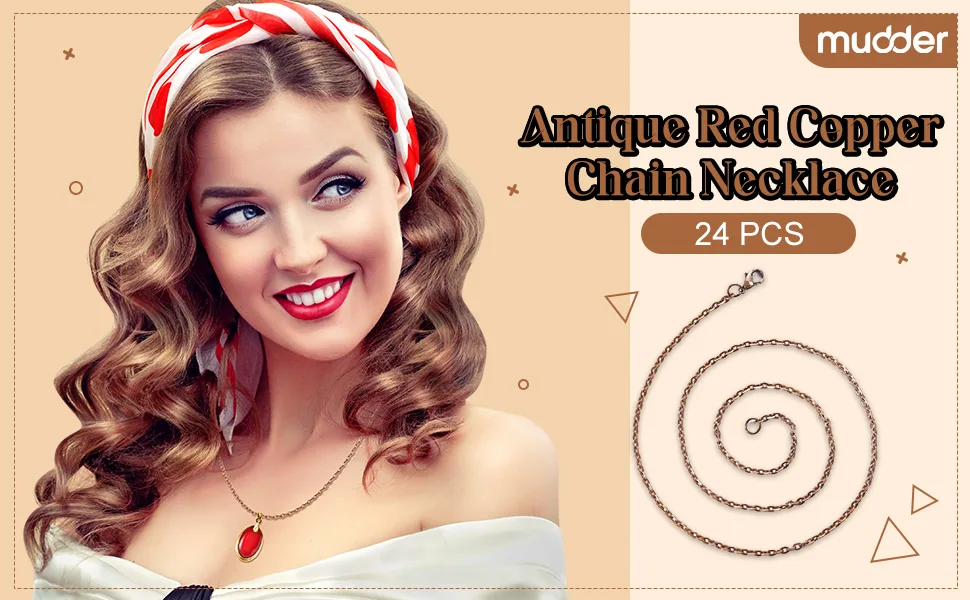 24 Pack Antique Red Copper Cable Chain Necklace Chain Necklace Twisted Link Chain for Jewelry Making (20 Inch) - product information 1