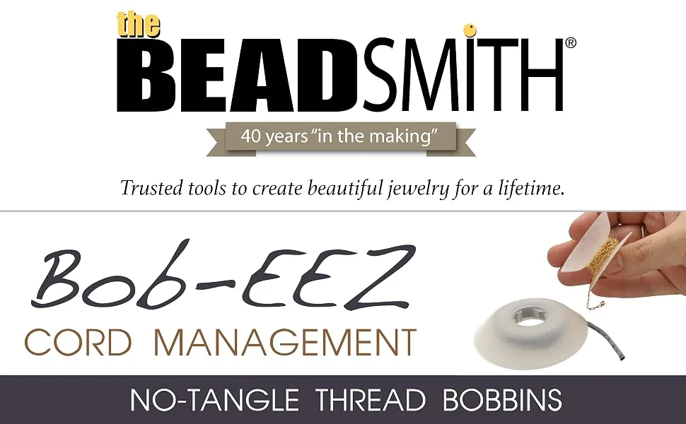 The Beadsmith No-Tangle Thread Bobbins, String Organizer, Ideal for Kumihimo or Cord Management (1 7/8 Inches, Set of 8) White - beadsmith 40 years in the making - bobbins cord management