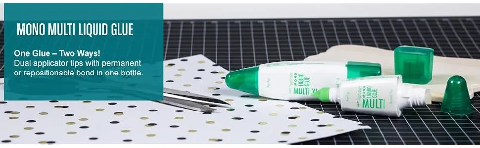 Tombow 62191 MONO Multi Liquid Glue, 0.88 Ounce, 1-Pack. Multi-Purpose Glue with Dual Tip Dispenser for Precise to Full Coverage Application - product information 1