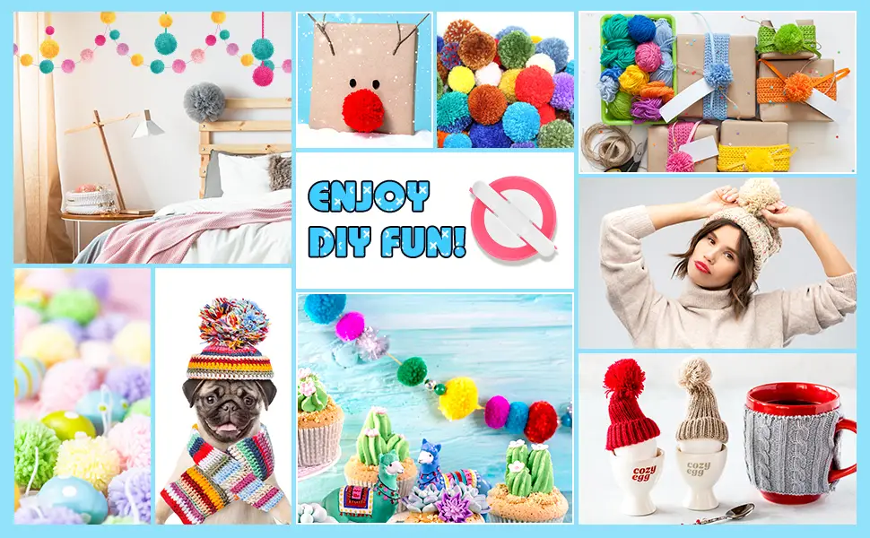 TOODOO Pom-pom Maker, 4 Different Sizes Pompom Maker Fluff Ball Weaver Needle Craft DIY Wool Knitting Craft Knitting Wool Tool Kit with Thread Cutter Scissors (Color Set A) - product information 4