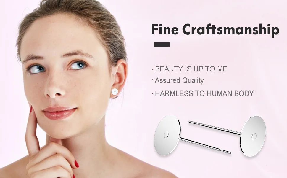 Earring Posts Stainless Steel, 500Pcs Hypoallergenic Flat Pad Earring Studs with Butterfly and Rubber Bullet Earring Backs for Jewelry Making Findings Silver - product information 1