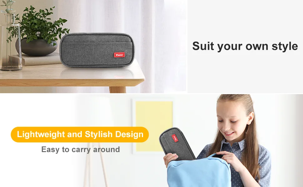 Vnieetsr Large Pencil Case Big Capacity Pencil Bag Large Storage Pouch 3 Compartments Desk Organizer Marker Pen Case Simple Stationery Bag Pencil Holder (Gray) - pencil pouch