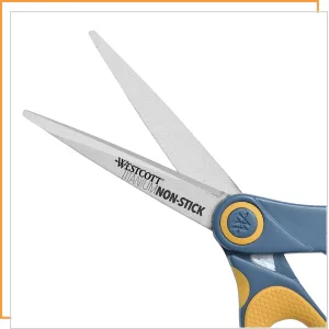 Westcott 14881 5-Inch Non-Stick Titanium Scissors For Office and Home, Yellow/Gray - nonstick titanium
