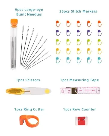 Crochet Hooks 51 Pack Crochet Hook Set 12 PCS 2mm(b)-8mm(b) Crochet Hooks Ergonomic Soft Grip for Arthritic Hands Crochet Needle Set with Case and Crochet Accessories for Beginners - crochet hooks