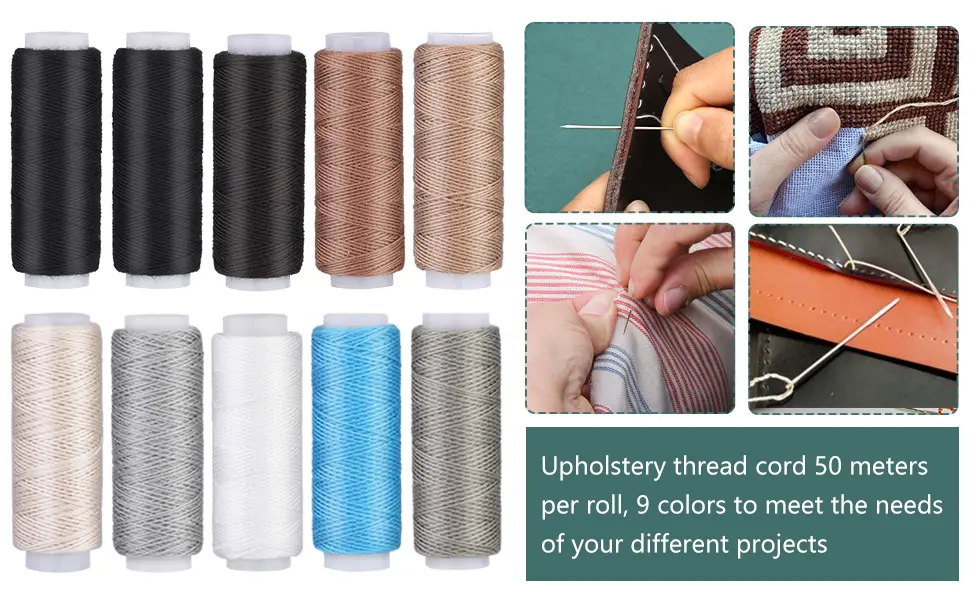 46 Pcs Leather Sewing Kit, Upholstery Repair Set, Leather Craft Tools, Upholstery Carpet Leather Canvas DIY Sewing Accessories, Suitable for Beginners and Professionals Leather Craft - Sewing thread