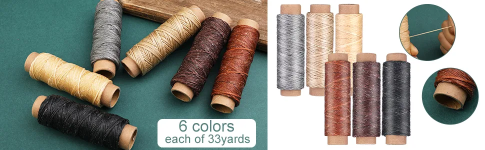 46 Pcs Leather Sewing Kit, Upholstery Repair Set, Leather Craft Tools, Upholstery Carpet Leather Canvas DIY Sewing Accessories, Suitable for Beginners and Professionals Leather Craft - wax thread