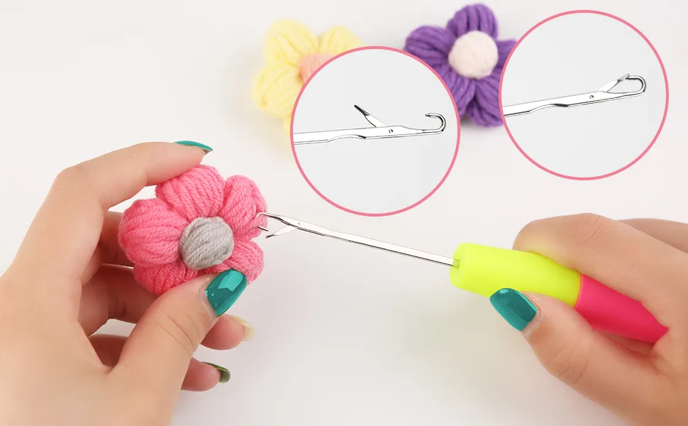 5 Pieces Different Size Latch Hook Set, Latch Hook Crochet Needle, Crochet Hook with Latch, Dreadlocks Crochet Hook Set, Latch Hook Crochet Needle, Bent Latch Hook for Carpet Making - Latch Hook