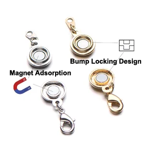 Zpsolution Locking Magnetic Jewelry Clasp for Necklace and Bracelet - Set of 4 Glod and Silver Round Gold and Silver - Locking Magnetic Bracelet Clasps