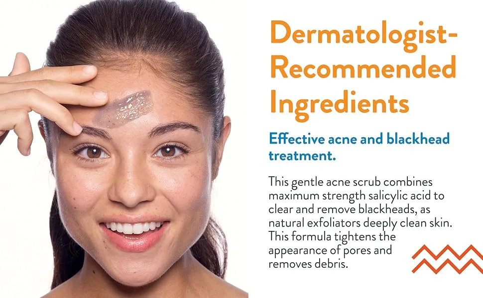 Acne Free Blackhead Removing Exfoliating Face Scrub with 2% Salicylic Acid and Charcoal Jojoba, 5 Ounce 1 Pack - Dermatologist Recommended Ingredients