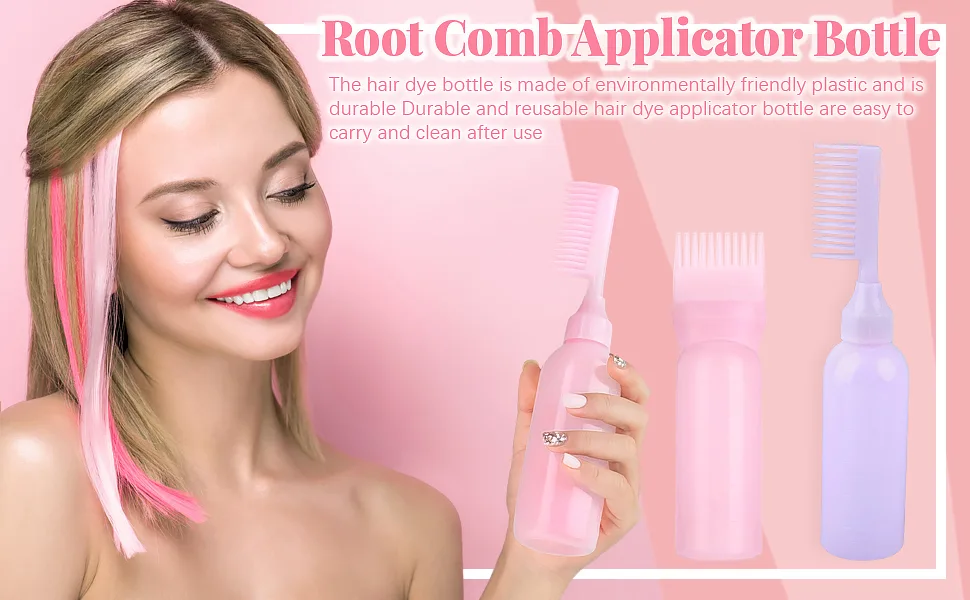 AUEAR, 3 Pack Root Comb Applicator Bottle 6 Ounce Hair Coloring Dye Salon Care Plastic Squeeze with Graduated Scale 3 Pack Style D - product information 2
