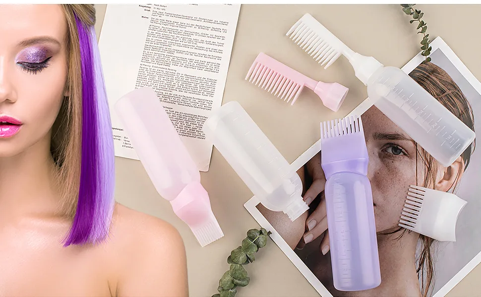 AUEAR, 3 Pack Root Comb Applicator Bottle 6 Ounce Hair Coloring Dye Salon Care Plastic Squeeze with Graduated Scale 3 Pack Style D - product information 5