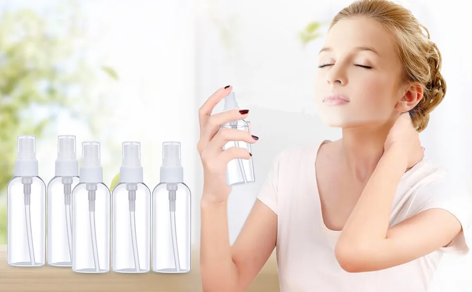 Fine Mist Spray Bottle 3.4oz/100ml Clear Travel Bottles Leak Proof for Makeup Cosmetic Containers (CLEAR) - spray bottle