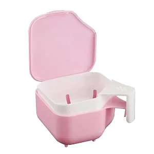 Darin 2Pack Denture Case, Denture Cleaning Container with Strainer Lid Denture Storage Box,Travel Retainer Box Denture Cup for Women and Men Lightblue - denture box
