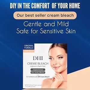 DHI Creme Bleach Mild Original Sensitive Formula Lightens Dark Hair Face & Body 1.9 OZ - Quick and Effective