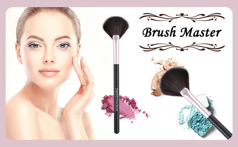 Fan Brushes Makeup for Facials ENERGY Small Makeup Brush for Blush Highlighter Setting Powder Minerals Blending Buffing,Professional Vegan Synthetic Nails Makeup Applicator - product information 2