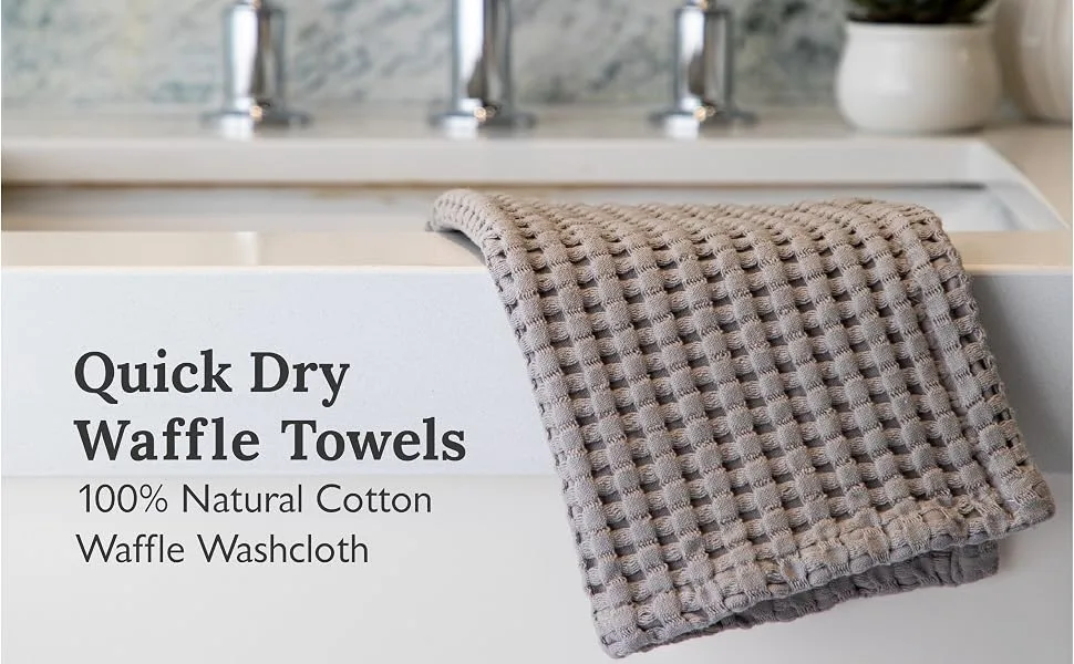 GILDEN TREE Waffle Towel Quick Dry Thin Exfoliating Washcloths for Face Body, Modern Style (Slate) - Quick dry 100% natural cotton waffle washcloths from Gilden Tree