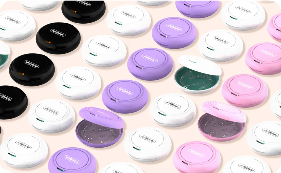 Retainer Case, Slim Aligner Case with Mirror, Compatible with Invisalign, Mouth Guard Case, Cute Retainer Case with Vent Holes, White - retainer case