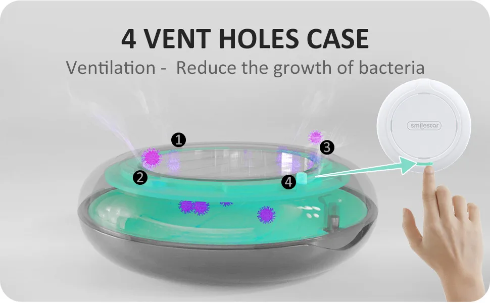 Retainer Case, Slim Aligner Case with Mirror, Compatible with Invisalign, Mouth Guard Case, Cute Retainer Case with Vent Holes, White - retainer case with vent
