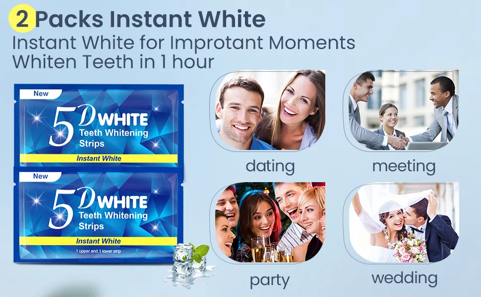 Teeth Whitening Strips, Enamel Safe Teeth Whitening Strips, 14 Sensitive Strips + 4 Instant Strong Whitening Strips for Teeth, Teeth Whitener for Home Use ( 7+2 Pouches ) Mint - Teeth Whitener Strips