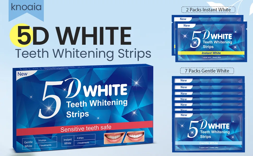 Teeth Whitening Strips, Enamel Safe Teeth Whitening Strips, 14 Sensitive Strips + 4 Instant Strong Whitening Strips for Teeth, Teeth Whitener for Home Use ( 7+2 Pouches ) Mint - Teeth Whitening Strips