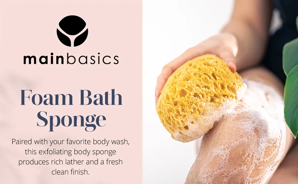 MainBasics Bath Sponges for Shower - Foam Loofah Sponge - Large Soft Texture Exfoliating Body Sponge, 2 Pack - MainBasics Foam Sponge 2 Pack