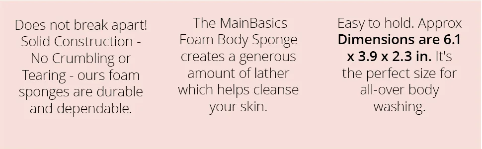 MainBasics Bath Sponges for Shower - Foam Loofah Sponge - Large Soft Texture Exfoliating Body Sponge, 2 Pack - MainBasics Foam Sponge 2 Pack EBC Banner 5