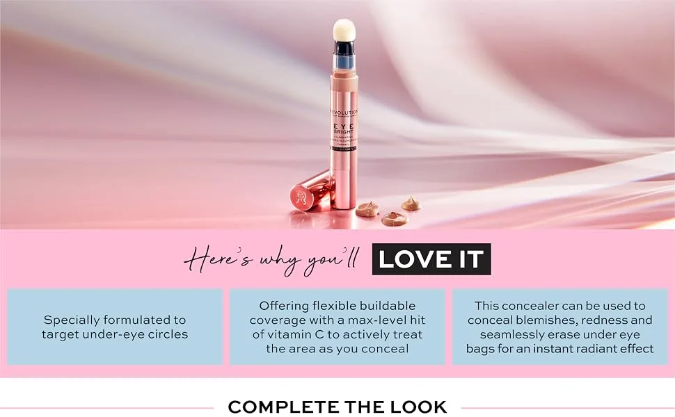 Makeup Revolution Eye Bright Concealer, Buildable Coverage, Dewy Finish, Fair, 3ml - Eye Bright Concealer
