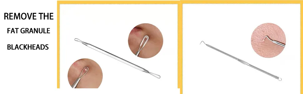 Pinkiou Blackhead Removers Comedone Pimple Popper Tool Acne Extractors Blemish Remover Ingrown Hair Tweezers Removal Kit Whitehead Remover Zit Treatment Skincare Tools for Face Nose, 8-in-1 - Remover Pimple Extractor Tool