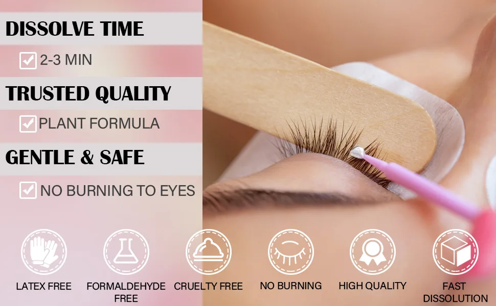 Eyelash Extension Remover and Lash Remover for Lash Extensions for Sensitive Eyes, Eyelash Glue Remover Dissolves Eyelash Extension Glue by PINKZIO 15g Clear pink - eyelash remover for lash extensions