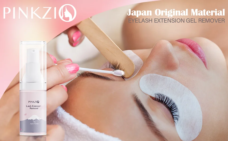 Eyelash Extension Remover and Lash Remover for Lash Extensions for Sensitive Eyes, Eyelash Glue Remover Dissolves Eyelash Extension Glue by PINKZIO 15g Clear pink - Gel Remover for Eyelash Extension