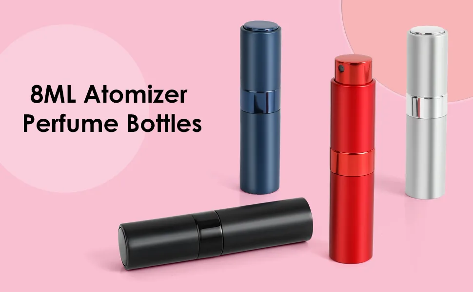 Saiveina 8ml Travel Perfume Atomizer Bottles Refillable, Mini Fragrance Bottles for Perfume, Empty Cologne Sprayer Pocket Perfume Dispenser(4 Pack) - Set of 4pcs 8ml perfume atomizer