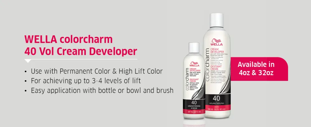 WELLA colorcharm 10 Vol Cream Developer, for Optimal Gray Blending and Rich, Multi-Dimensional End Results, 15.4 oz - 40 Vol Cream Developer