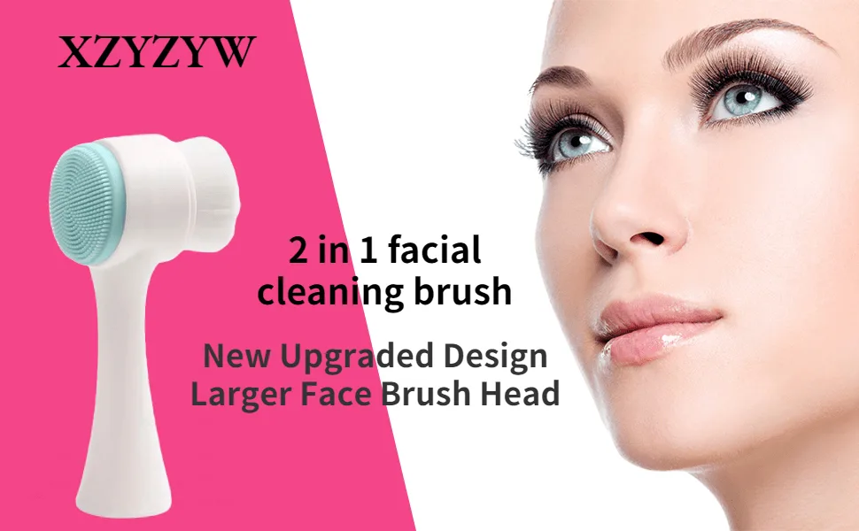 Facial Cleansing Brush, 2-in-1 Deep Cleansing Skin Keratin Silicone Manual Super Soft Massage for Face Care - brush