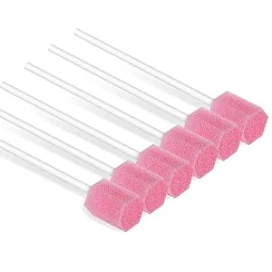 (50 Pack) Disposable Oral Swabs, Sterile Dental Sponge Swabsticks Unflavored for Mouth & Gum Cleaning - Safe material