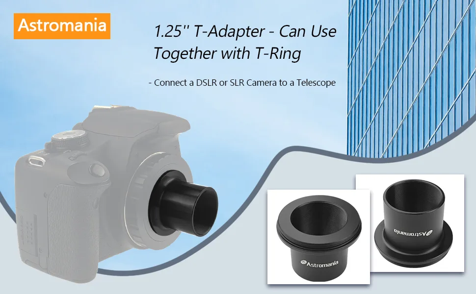 Astromania 1.25" T-Adapter - Can Use Together with T-Ring - Connect a DSLR or SLR Camera to a Telescope - T-Adapter1