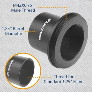 Astromania 1.25" T-Adapter - Can Use Together with T-Ring - Connect a DSLR or SLR Camera to a Telescope - T-Adapter3
