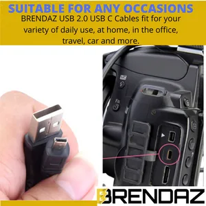 BRENDAZ USB Cable Mini-B 8 Pin Compatible with Nikon D3200 D5200 D5000 D5100 D5200 D5500 D7100 D7200 DF and D750 Cameras, Replacement for Nikon UC-E6 UC-E16 and UC-E17 Cable, 6-ft - USB Cable Mini-B 8 Pin for Nikon