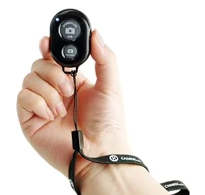 CamKix Wireless Bluetooth Camera Shutter Remote Control Clicker for Smartphones - Create Amazing Photos and Selfies - Compatible with All iOS and Android Devices with Bluetooth/Including Wrist Strap Black with Wrist strap - product information 2