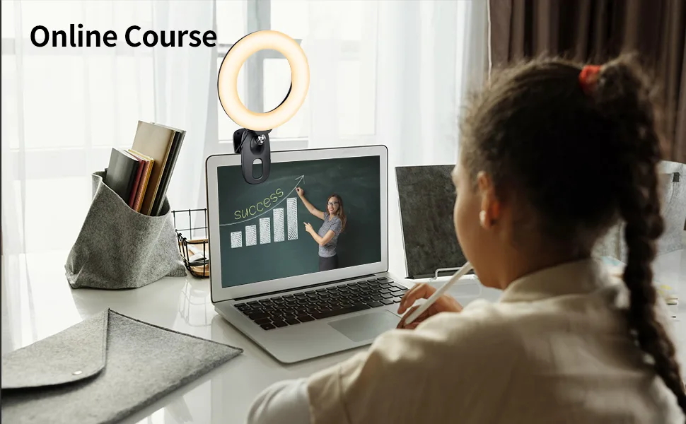 Eicaus Lighting for Video Recording, Selfie Ringlight with Clip for Computer, Conference Lighting for Zoom Meeting, LED Video Light for Webcam, Laptop - ring light for computer
