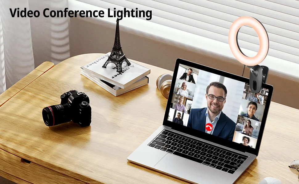 Eicaus Lighting for Video Recording, Selfie Ringlight with Clip for Computer, Conference Lighting for Zoom Meeting, LED Video Light for Webcam, Laptop - ring light with stand and phone holder