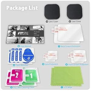 FitStill Screen Protector for GoPro Hero 11/10 / 9 Black, Ultra lear Tempered Glass Back Screen Protector + Tempered Glass Lens Protector+Tempered Glass Front Screen Protector+Lens Cover - 2 Packs - gopro hero 10 screen protectors