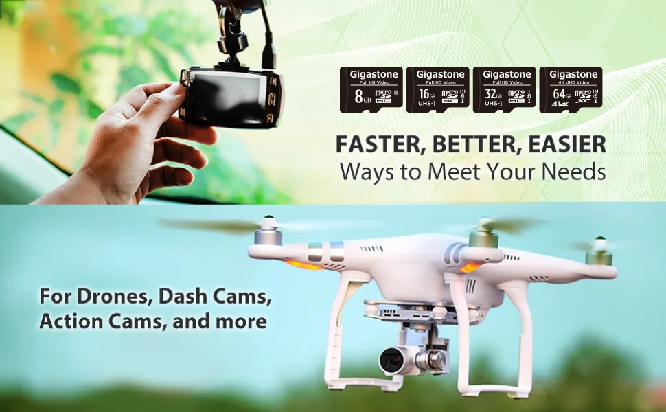 Gigastone 8GB 2-Pack Micro SD Card, Full HD Video, Surveillance Security Cam Action Camera Drone, 85MB/s Micro SDHC Class 10 8GB FHD 2-Pack - -1_A+content_210927-3
