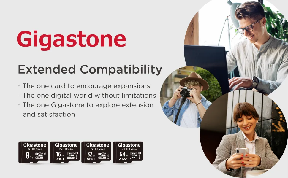 Gigastone 8GB 2-Pack Micro SD Card, Full HD Video, Surveillance Security Cam Action Camera Drone, 85MB/s Micro SDHC Class 10 8GB FHD 2-Pack - -1_A+content_210927-6