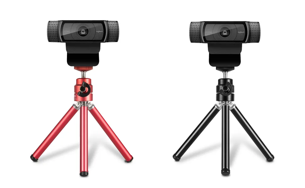 MamaWin Lightweight Mini Webcam Tripod for Smartphone, Logitech Webcam C920 C922 Small Camera Desk Tripod Mount Cell Phone Holder Table Stand (Black) - black/red mini webcam tripod