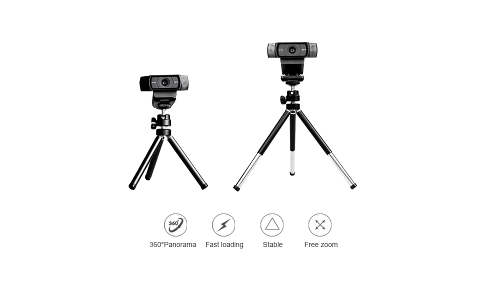 MamaWin Lightweight Mini Webcam Tripod for Smartphone, Logitech Webcam C920 C922 Small Camera Desk Tripod Mount Cell Phone Holder Table Stand (Black) - Lightweight Mini Webcam tripod for Logitech Webcam C920 C922