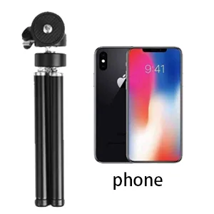 MamaWin Lightweight Mini Webcam Tripod for Smartphone, Logitech Webcam C920 C922 Small Camera Desk Tripod Mount Cell Phone Holder Table Stand (Black) - Tripod with clamp is Compatible with iphone.